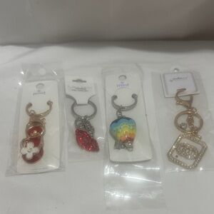 Colorful Keychain Set of 4 with Charms NWT